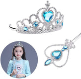 NessiWorld Frozen Elsa Blue Heart Crown and Blue Wand Set Kids Size